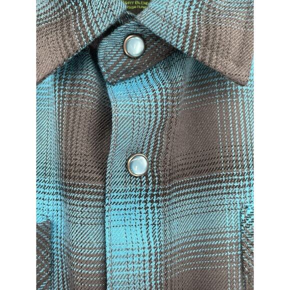 Dixxon Flannel Co Shirt Youth Division Pearl Snap Shadow Plaid Youth Size Medium - Picture 10 of 11